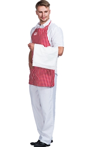 F99025 Men red stripe apron Retro Diner Dude Costume